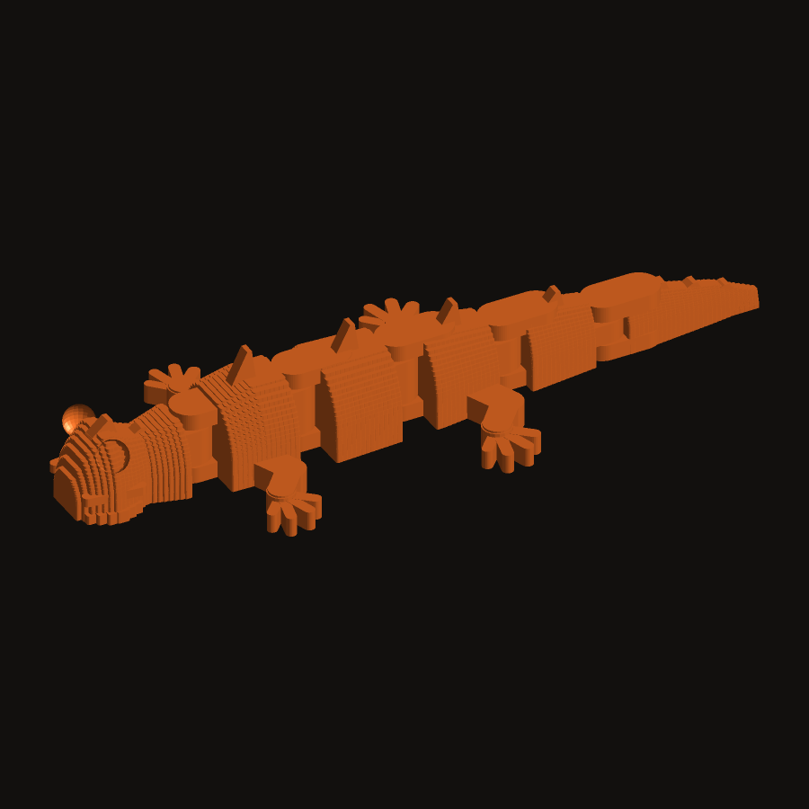 Mini articulated 3D printed tuatara keyring